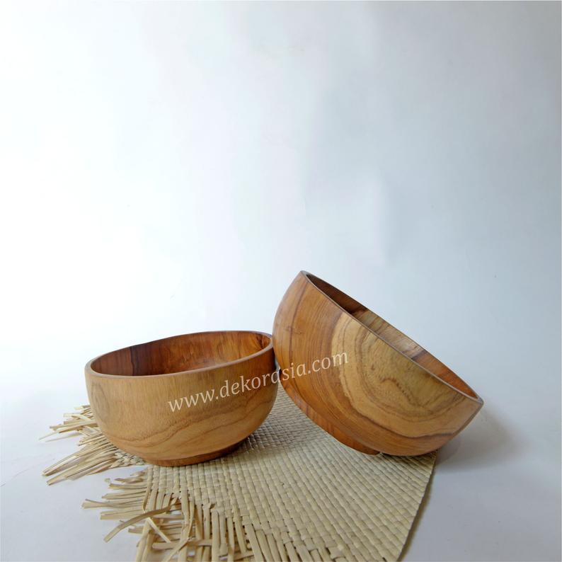 Teak Round Wood Bowl Size Dia 6.8 inches